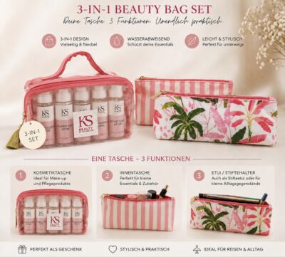 KS BEAUTY 3-in-1 Transparente Kosmetiktasche & Etui Set